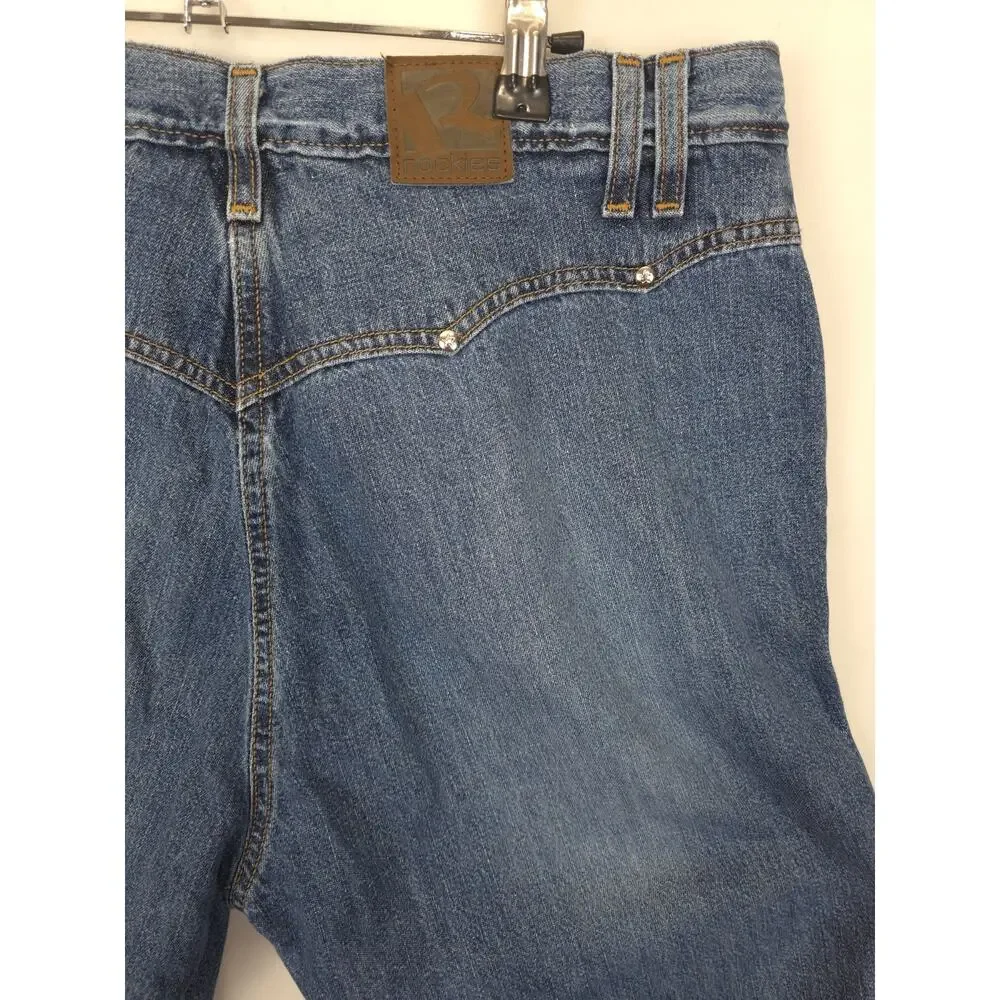 Rockies Denim Capri Bareback High Rise Front Pockets‎ Women 15 Blue Jeans Vtg